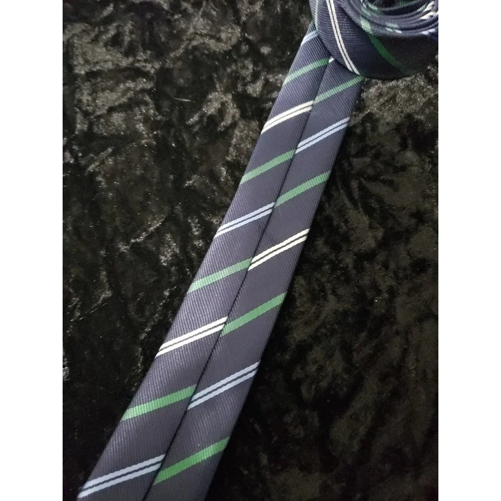 Blue Guru Skinny Striped Neck Tie Mens Blue Green Career Wear Dress Shirt